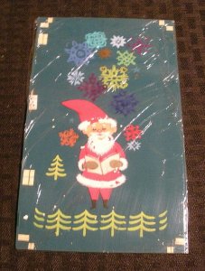 CHRISTMAS Santa Claus Singing w/ Sheet Music 4.5x7.5 Greeting Card Art #12-7