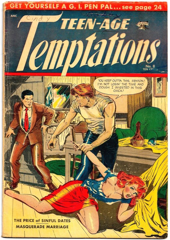 TEEN-AGE TEMPTATIONS #8 (June1954) 4.5 VG+  Gorgeous MATT BAKER artwork!