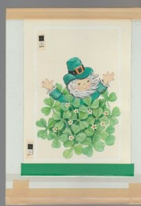 BOY LEPRECHAUN IN CLOVER PATCH 6.5x9 #7819 St Patrick's Day Greeting Card Art