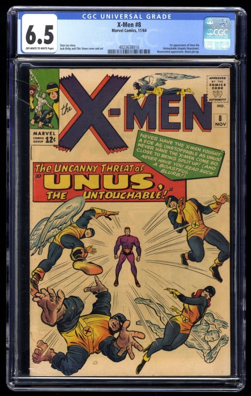 X-Men #8 CGC FN+ 6.5 1st Appearance Unus the Untouchable! Jack Kirby Cover!