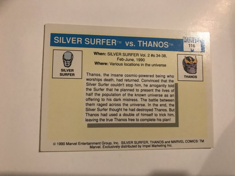 SILVER SURFER VS. THANOS #116 card : 1990 Marvel Universe Series 1, NM/M