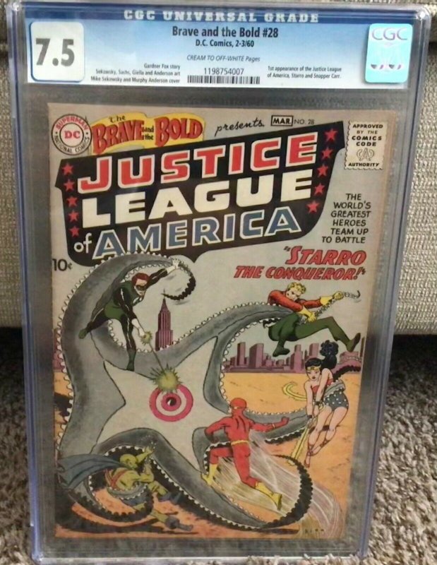 D.C. Comics, Brave and the Bold #28, 1st Justice League, CGC 7.5, Holy Grail Key