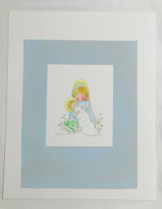 RELIGIOUS Cartoon Mary Holding Baby Jesus 7.5x9.5 Greeting Card Art #R169