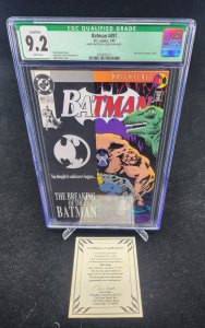 Batman #497 - Signed Bob Kane w/ COA LTD 1993 (CGC Qual 9.2) 1993