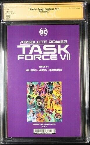 Absolute Power :Task Force VII (2024)# 1 (CGC 9.8 SS) Signed & Sketch John Timms