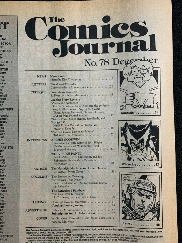 1981 COMICS JOURNAL Magazine #78 VG- 3.5 Gil Kane / Wolverine Panel Interview