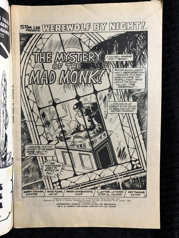 Vintage SUPER GIANT #20 Werewolf by Night VG- 3.5 Mike Ploog