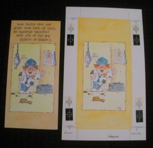 GET WELL SOON Mechanic Cartoon Gag 6x10 Greeting Card Art #4041 w/ 1 Card