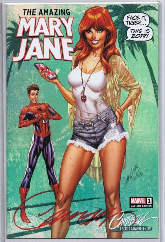 J Scott Campbell Signed Mary Jane 1 A Marvel Comics Jsc Sealed Spider Man Comic Books 