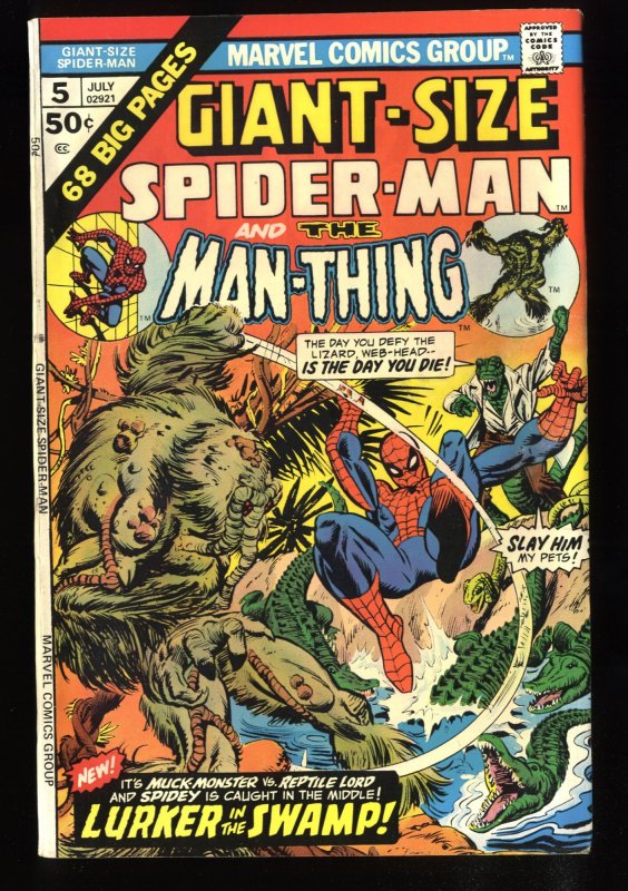 Giant-Size Spider-Man #5 VF 8.0 Cream To Off White Man-Thing!