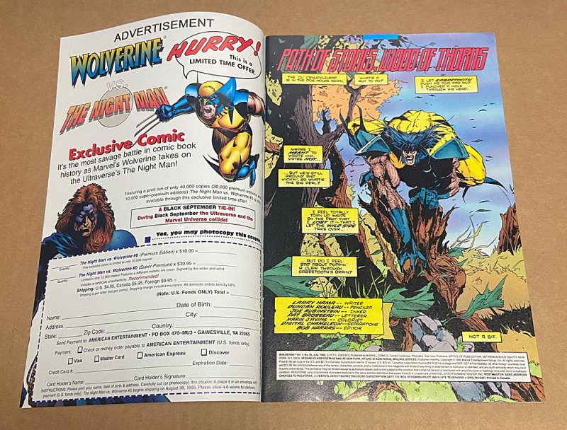 Wolverine #91 ( 9.2 NM ) Adam Kubert Cover / July 1995