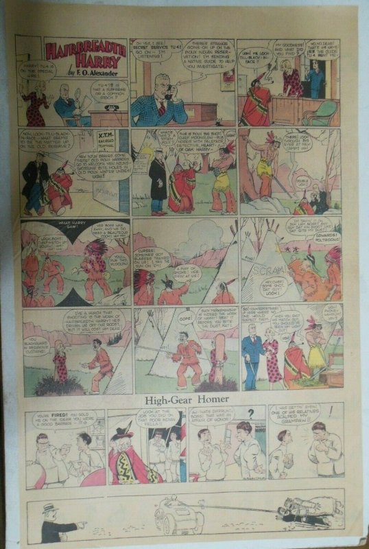 Hairbreadth Harry Sunday Page by F.O. Alexander from 11/25/1934 Full Page Size !