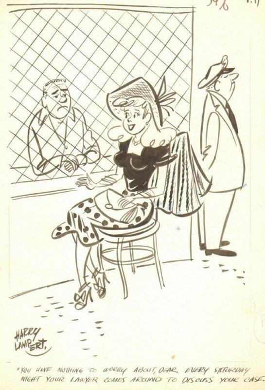 Babe Wife Prison Gag 1960 Humorama Art By Harry Lampert Comic Collectibles Original Art