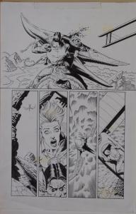 PAUL GULACY / RANDY ELLIOT original art, TUROK DINOSAUR HUNTER #39 pg 10, Splat