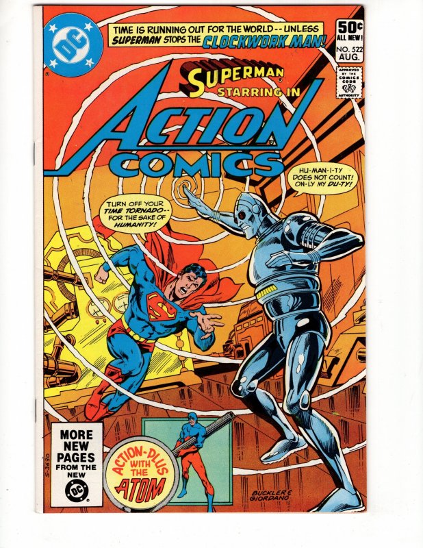 Action Comics #522 SUPERMAN Faces THE CLOCKWORK MAN !!! Bronze Classic