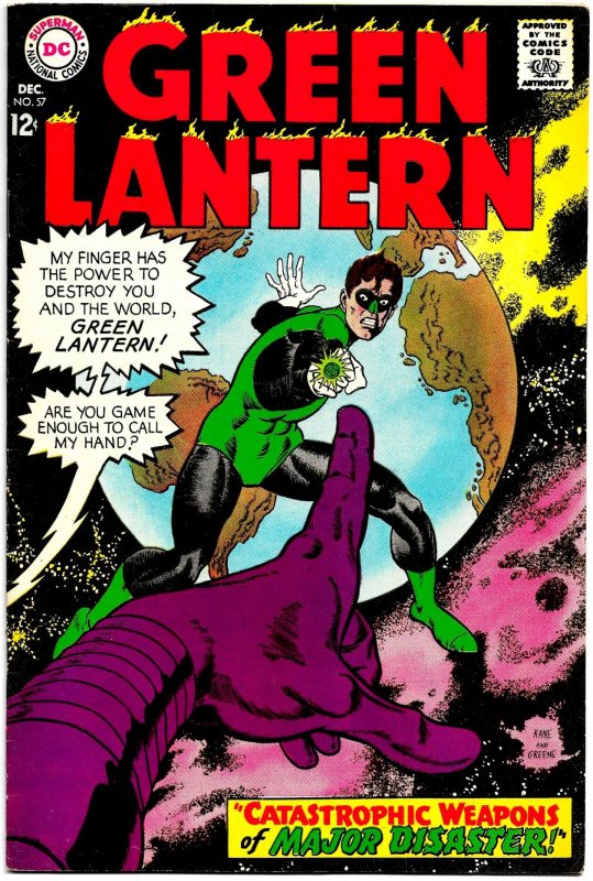GREEN LANTERN #57 (Dec1967) 8.0 VF  Gardner Fox! Gil Kane! MAJOR DISASTER!