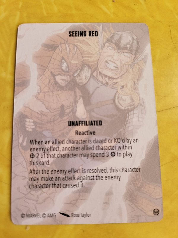 Marvel Crisis Protocol Game Card Seeing Red