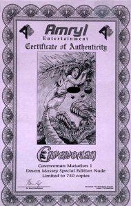 Cavewoman Mutation #1 Devon Massey Special Edition Naughty Virgin Cover W/COA.
