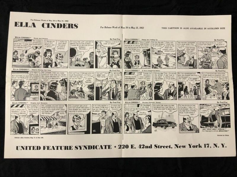 Ella Cinders Newspaper Comic Dailies Proof Sheet 5/26/1952