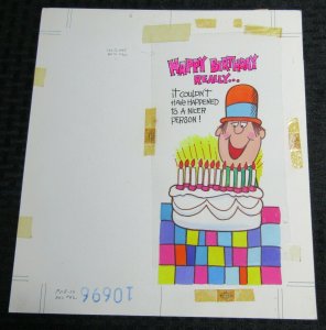 HAPPY BIRTHDAY REALLY Cartoon Man with Cake 10x11 Greeting Card Art #10696