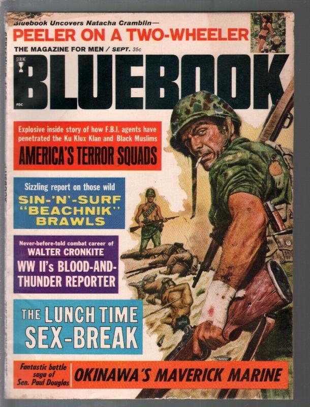 Bluebook 9/1965-WWII Okinawa cover-Walter Cronkite-cheesecake pix-VG