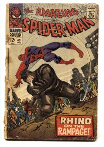 AMAZING SPIDER-MAN #43 -- RHINO COVER -- Marvel Silver-Age -- comic book -- G-