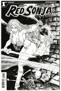 Red Sonja #1 RI 1:40 Peterson B&W Variant (Dynamite, 2017) NM