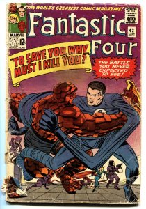 FANTASTIC FOUR #42 comic book 1965-JACK KIRBY ART-THING HUMAN TORCH