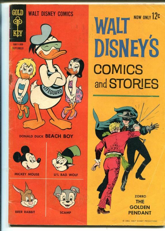 Walt Disney's Comics and Stories #276 1963-Gold Key-Carl Barks-Zorro-GOOD/VG