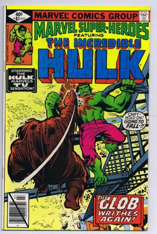 Marvel Super Heroes #81 ORIGINAL Vintage 1979 Incredible Hulk The Glob ...