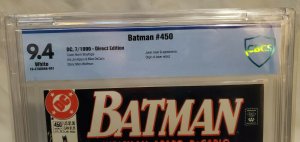 Batman #450 - CBCS 9.4 - NM - White Pages - Joker - Norm Breyfogle Cover