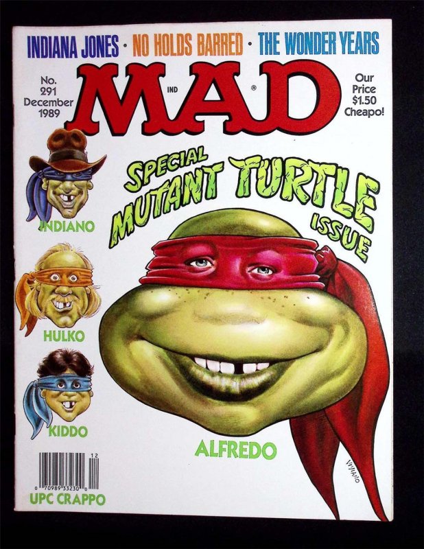 Mad Magazine #291 Dec 1989 Teenage Mutant Ninja Turtles TMNT issue Indiana Jones
