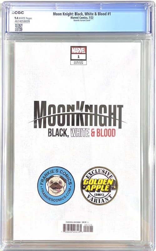 Moon Knight: Black, White & Blood #1 Barends Variant Cover (2022) CGC 9.4