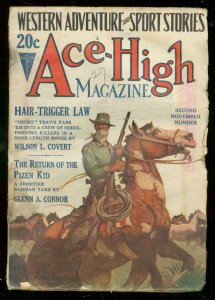 ACE-HIGH MAGAZINE 2nd NOV 1927-WESTERN & SPORTS PULP FR/G