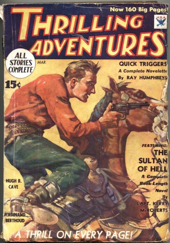 THRILLING ADVENTURES 1934 MAR-EARLY APPEARANCE LARRY WESTON-PULP FICTION