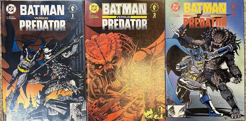 (1991) DC/DARK HORSE BATMAN VS PREDATOR #1-3 COMPLETE REGULAR COVER SET! 1 2 3