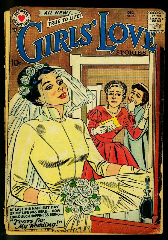 Girls' Love Stories #51 1957- DC Romance- Bride cover- FAIR