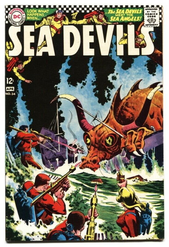 SEA DEVILS #34 1966 Greytone cover-DC Silver-Age VF/NM