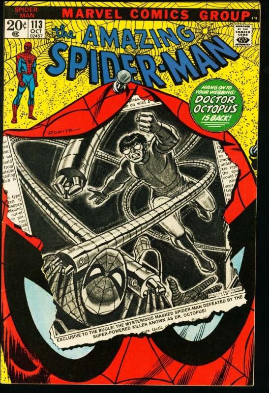 AMAZING SPIDER-MAN #113-MARVEL COMICS-DOCTOR OCTOPUS-nice high grade-vf VF