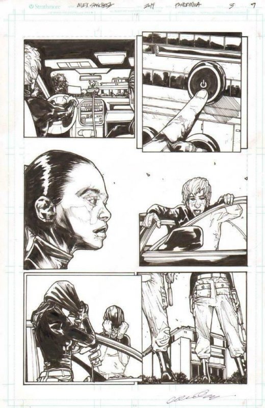 Pandemica #3 pg 9 Original Art Alex Sanchez bestselling author Jonathan Maberry 