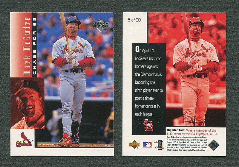 1998 Upperdeck Mark McGwire HR Commemorative Card / MINT