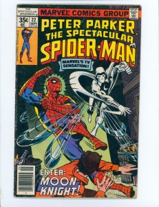 The Spectacular Spider-Man #22 1st meeting & battle of Spider-man & Moon Knight