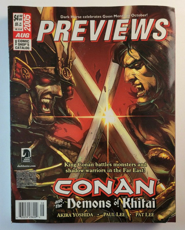 Previews Comic Catalog Aug 2005 - Conan Demons Khitai - Justice League Infinite