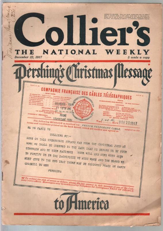 Collier's 12/22/1917-General Pershing Christmas message-Flagg art-Overland ca...