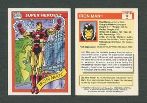 1990 Marvel Comics Card  #42 (Iron Man)  NM