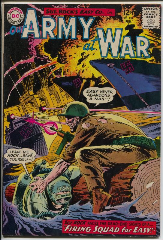 Our Army At War #139 1964-DC-sgt Rock rescues frogman-Joe Kubert-Hitler-VF-