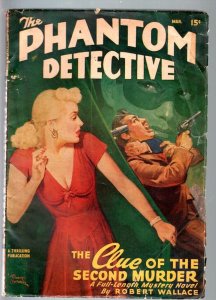 Phantom Detective--March 1948--Pulp Magazine--Thrilling--VG