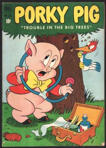 Porky Pig-Four Color Comics #370 1952-Dell-Trouble in The Big Trees-Woodpecker