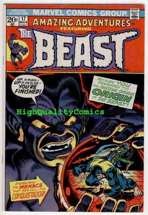 AMAZING ADVENTURES 17, VF, Beast, X-Men, Origin, Jim Starlin, 1970