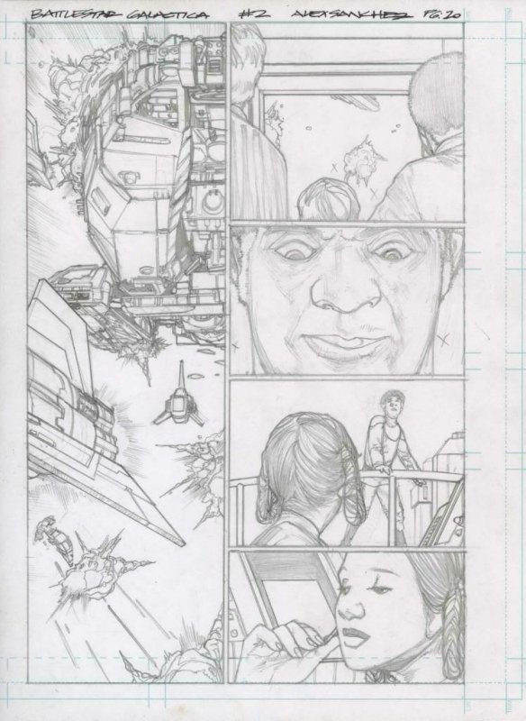 Battlestar Galactica #2 pg20 Original Pencil art ALEX SANCHEZ Viper Ships 